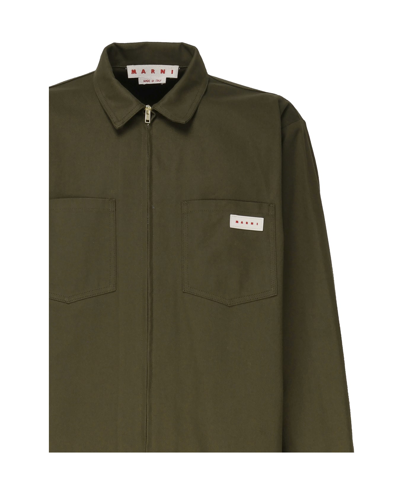 Marni Workwear Shirt In Cotton Blended - Leaf green