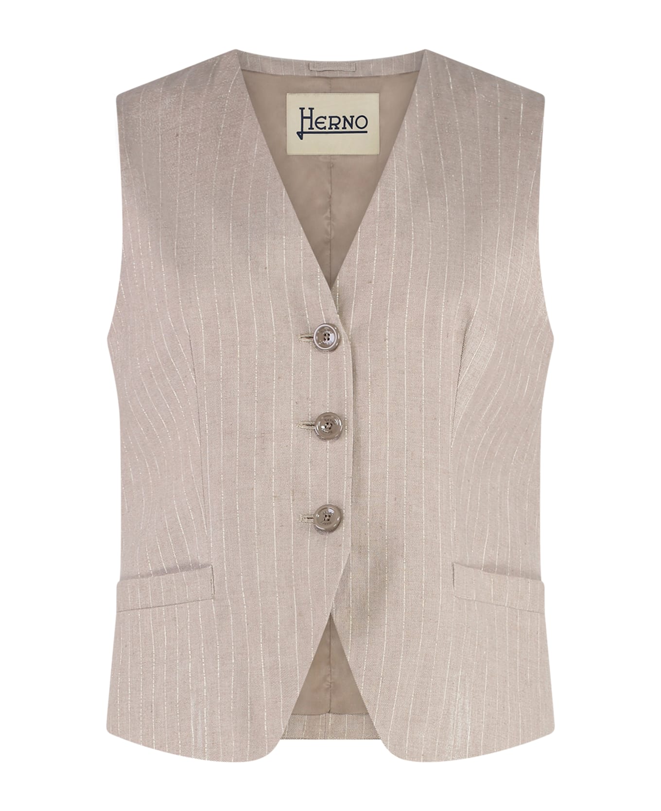 Herno Single-breasted Vest - Beige