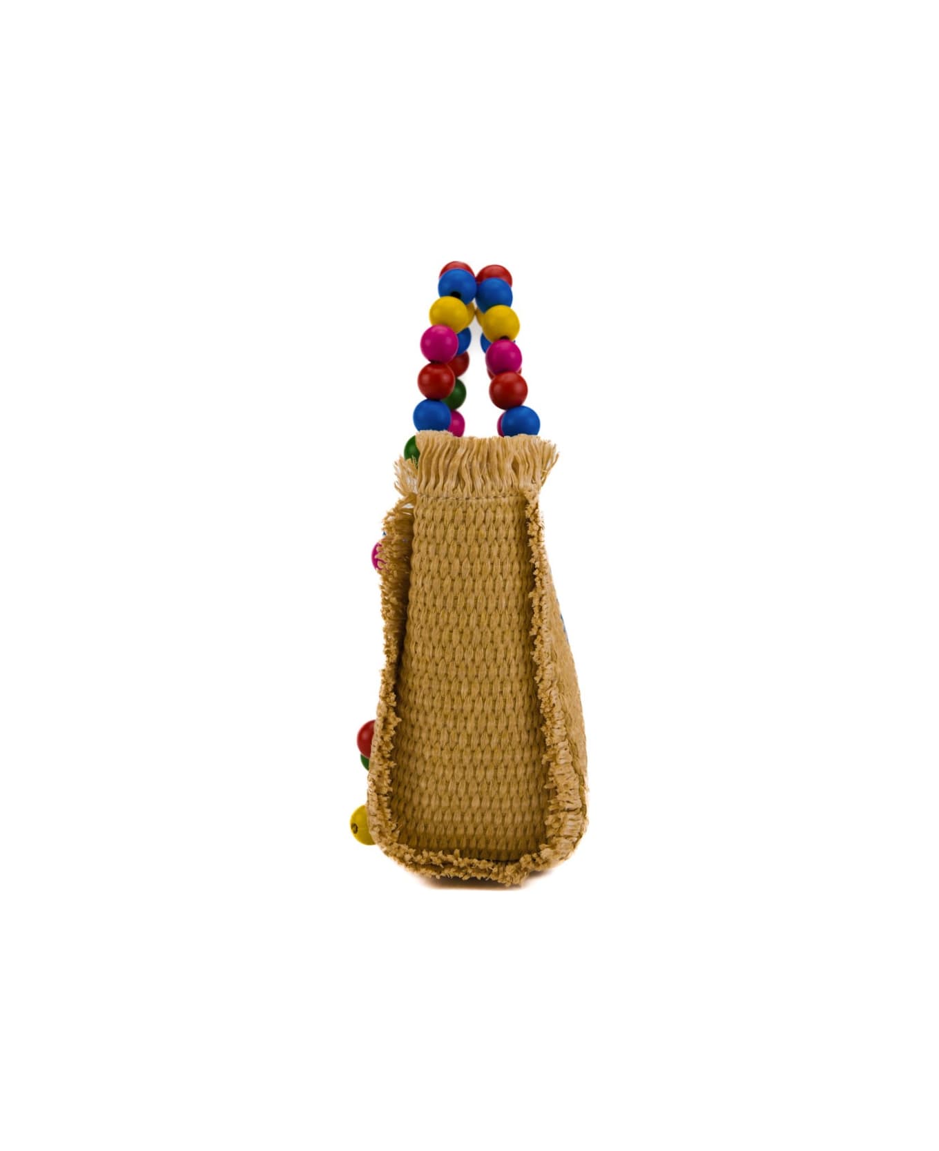 MC2 Saint Barth Vanity Mini Straw Wood Beads Multicolor Bag In Raffia - Naturale