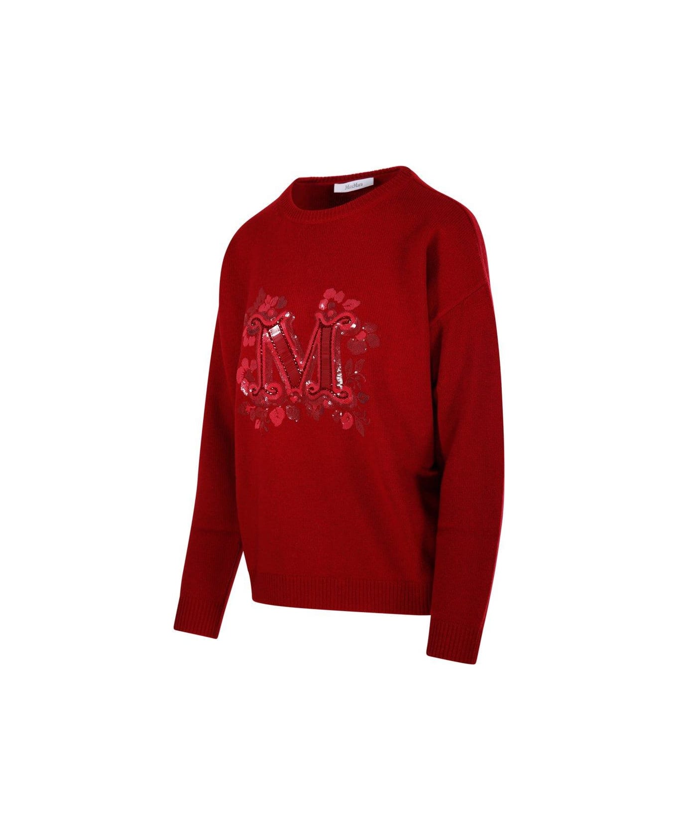 Max Mara Logo Embellished Crewneck Jumper - Red
