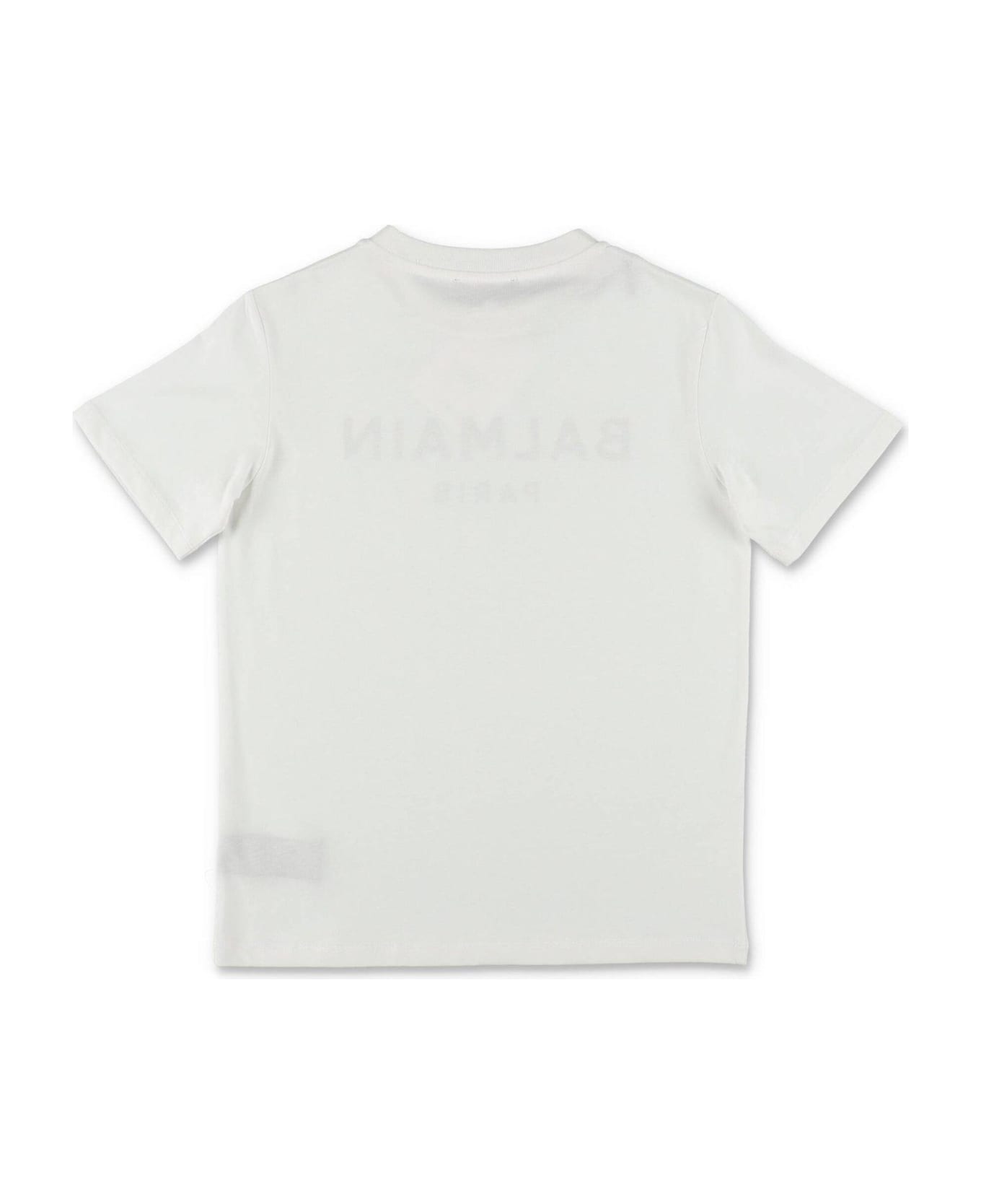 Balmain Logo Printed Crewneck T-shirt - White/black