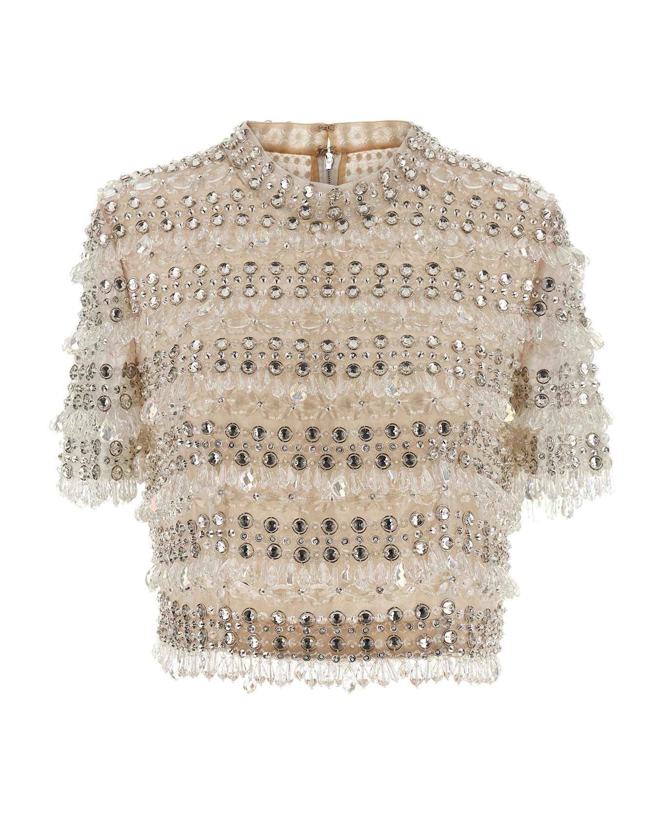 Carolina Herrera 
crystal-embroidered Crop
 Top - Beige