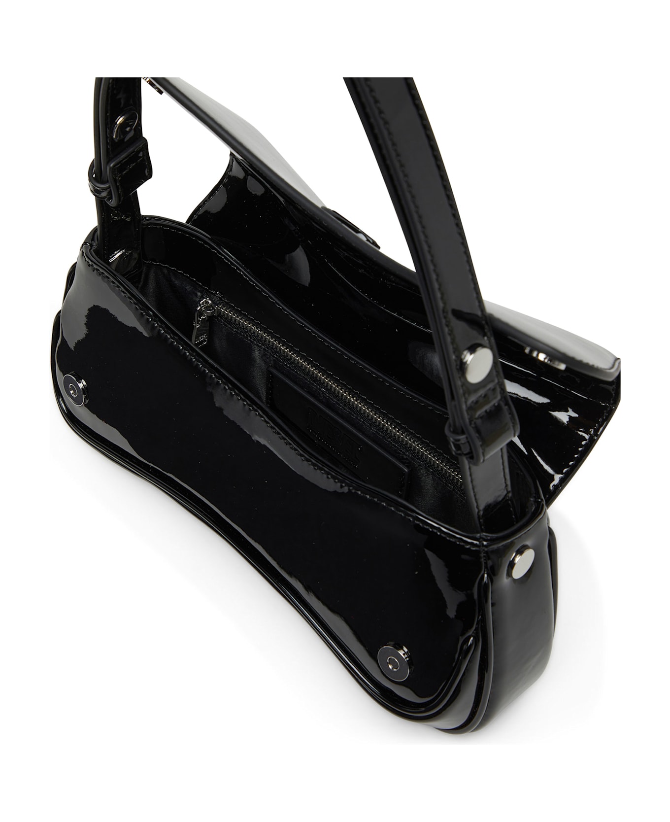 Diesel Play Clutch Patent Fabric Shoulder Bag - Black