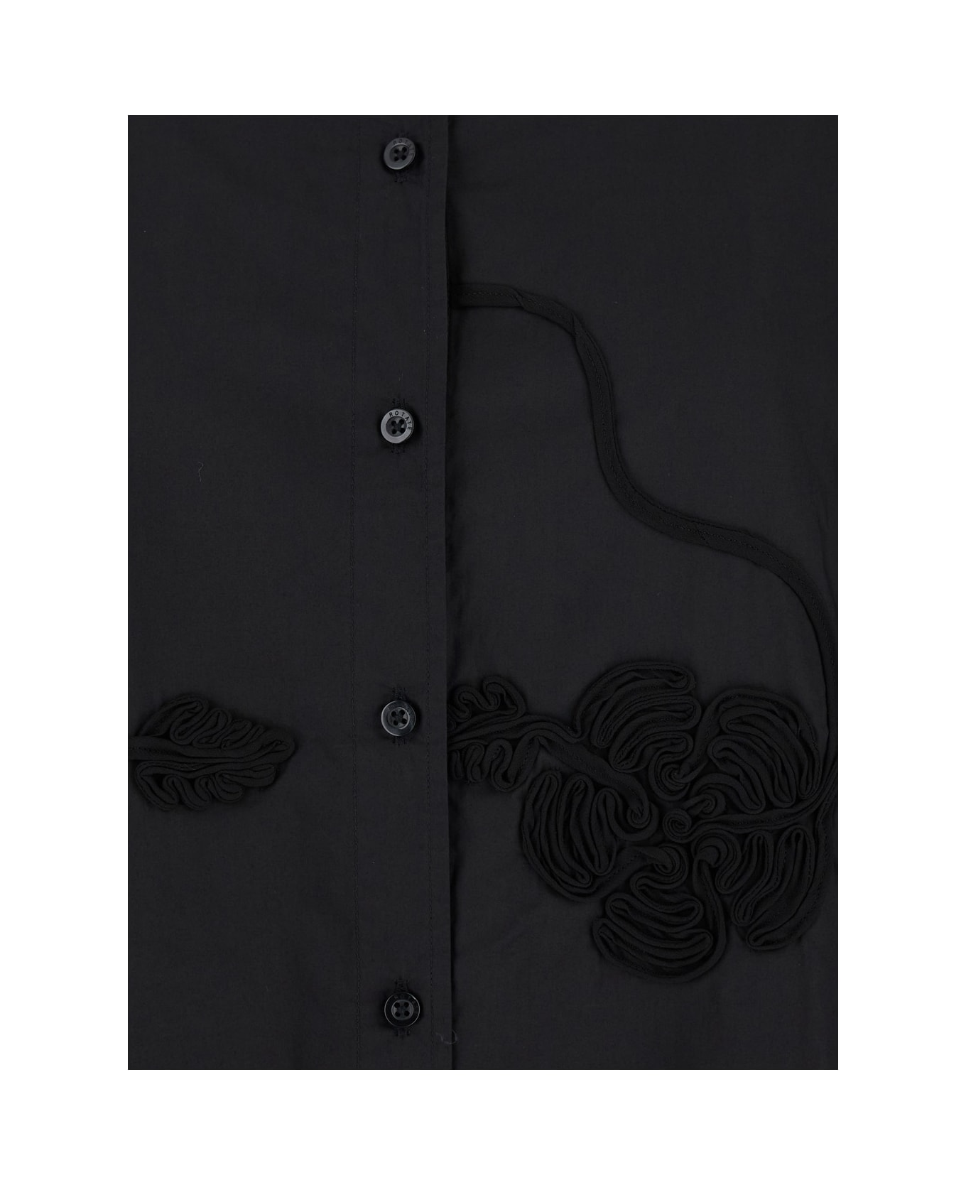 Rotate by Birger Christensen Black Oversize Shirt With Classic Collar And All-over Floral Embroidery In Cotton Woman - Black