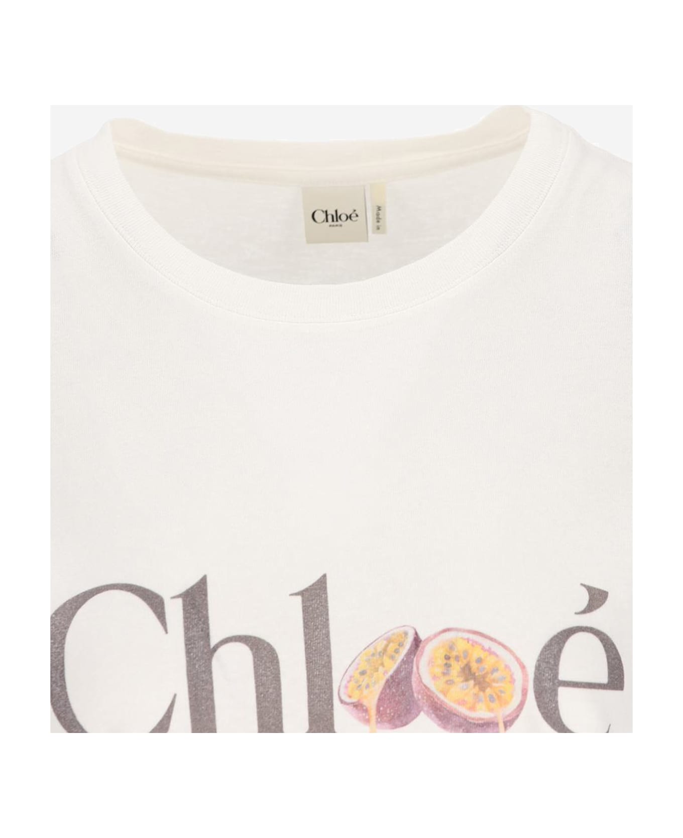 Chloé Cotton T-shirt With Logo Print - White