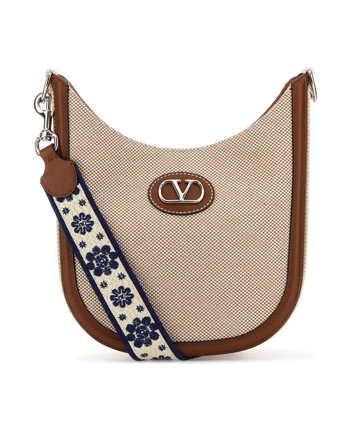 Valentino Garavani Top-tone Canvas Vlogo Signature Shoulder Bag - NATTOBACCOSELBIATDIMOROIVORYNAVY