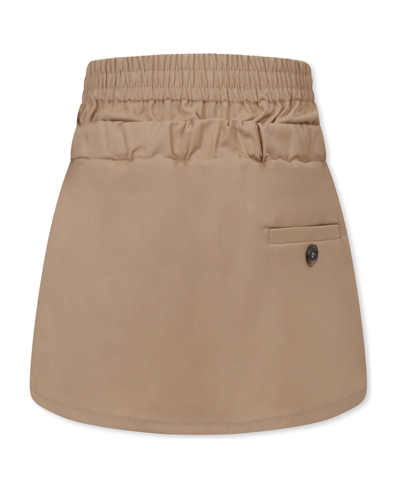 Douuod Beige Skirt For Girl With Logo Patch - Brown