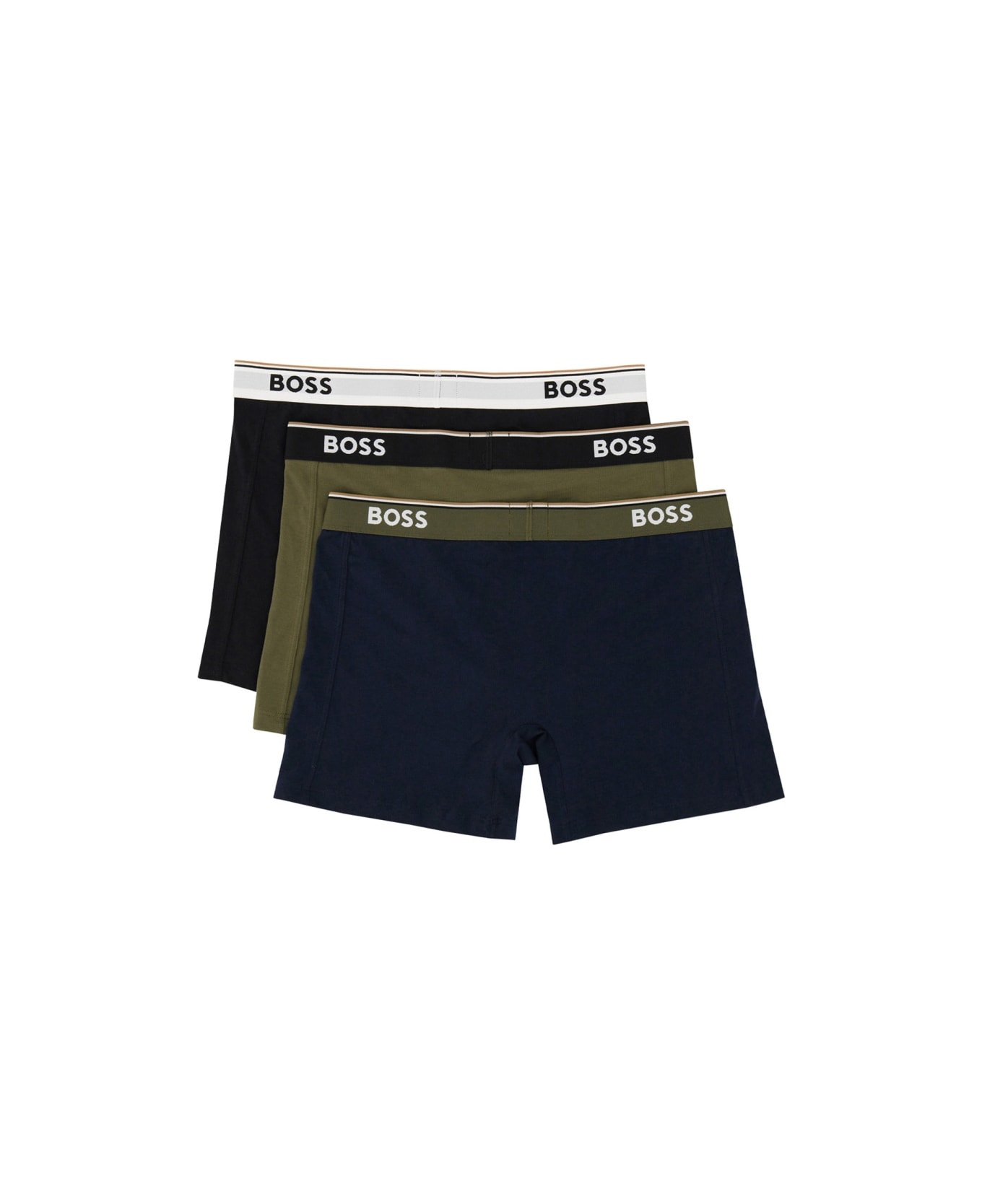 Hugo Boss Pack Of Three Cotton Boxer Shorts With Logo - MULTICOLOUR