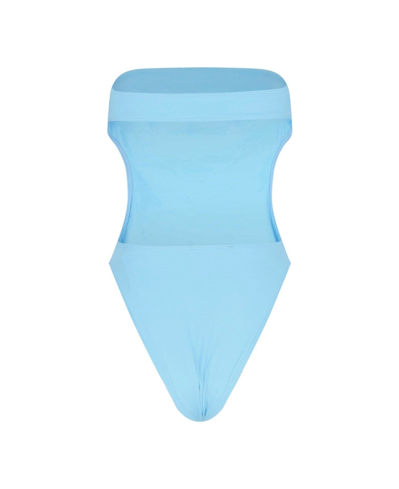 Saint Laurent Shiny Strapless Cut-out Swimsuit - Azzurro