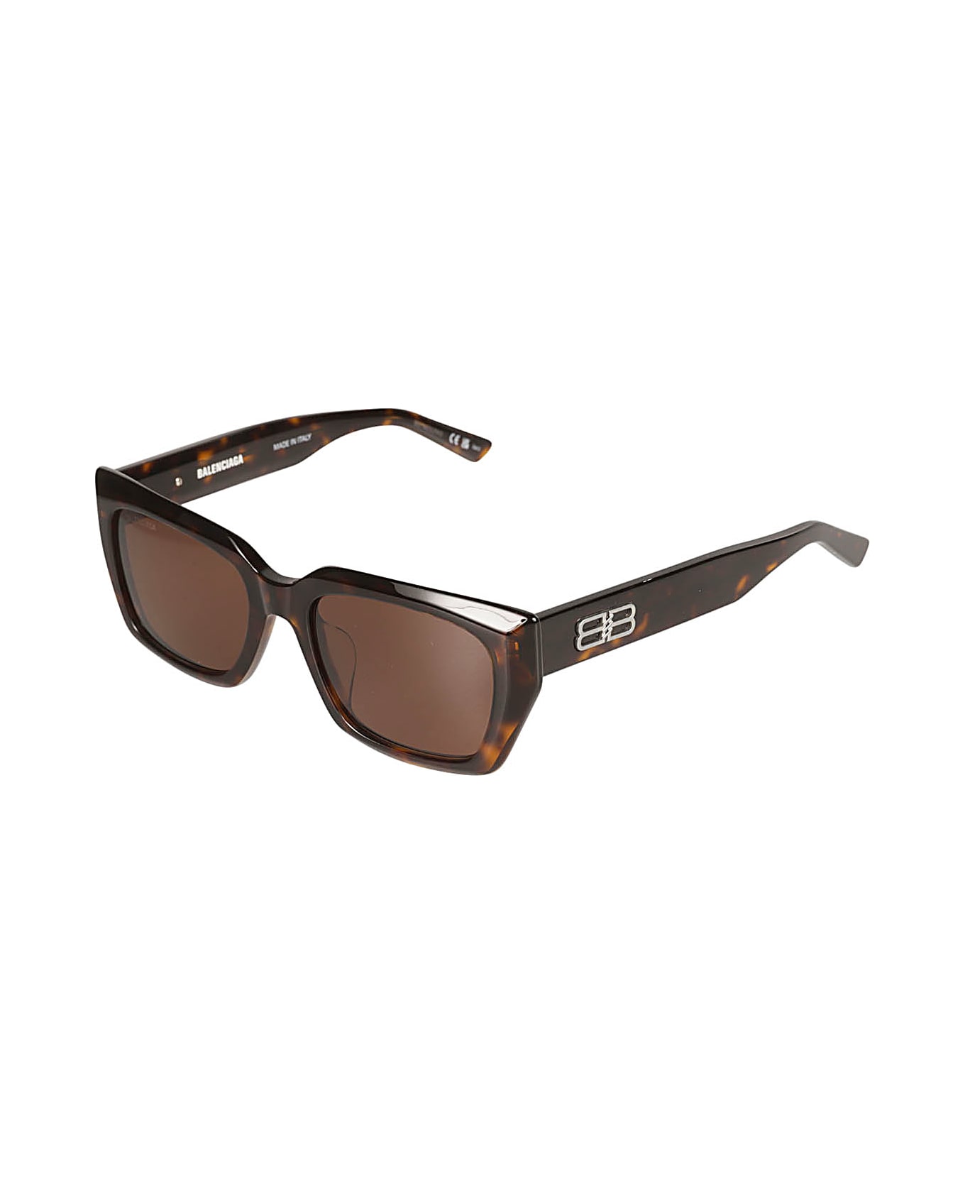 Balenciaga Eyewear Bb Plaque Square Frame Sunglasses - Havana/Brown