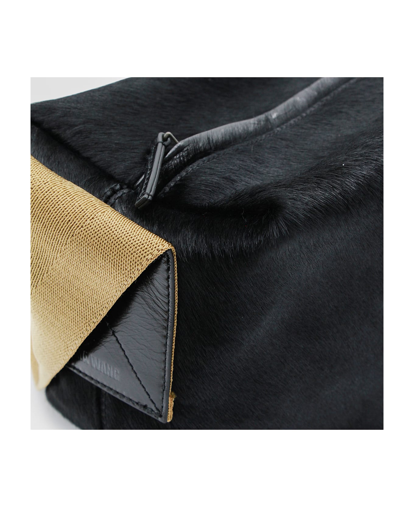 Uma Wang Black Leather Shoulder Bag - BLACK/MUSTARD