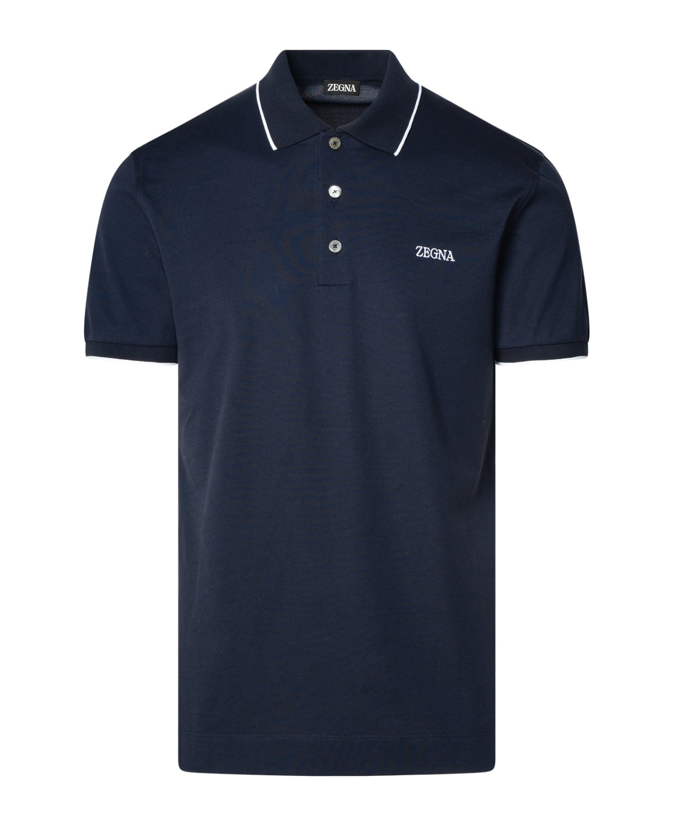 Zegna Polo Shirt In Blue Cotton - Blue ポロシャツ
