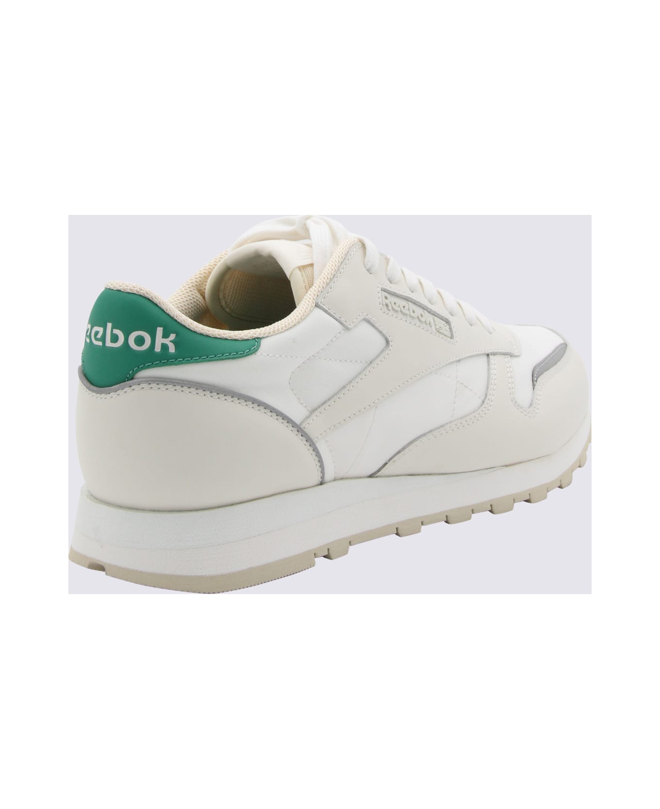 Reebok White And Green Leather Sneakers - White