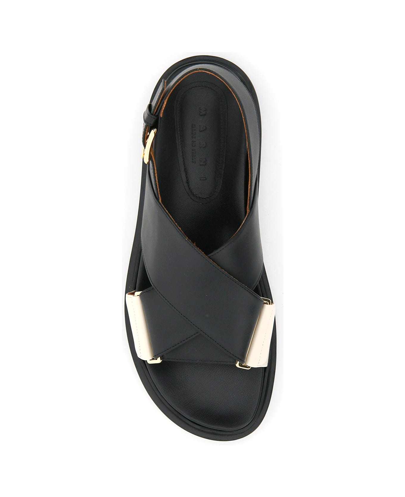 Marni Leather Fussbett Sandals - Black /White