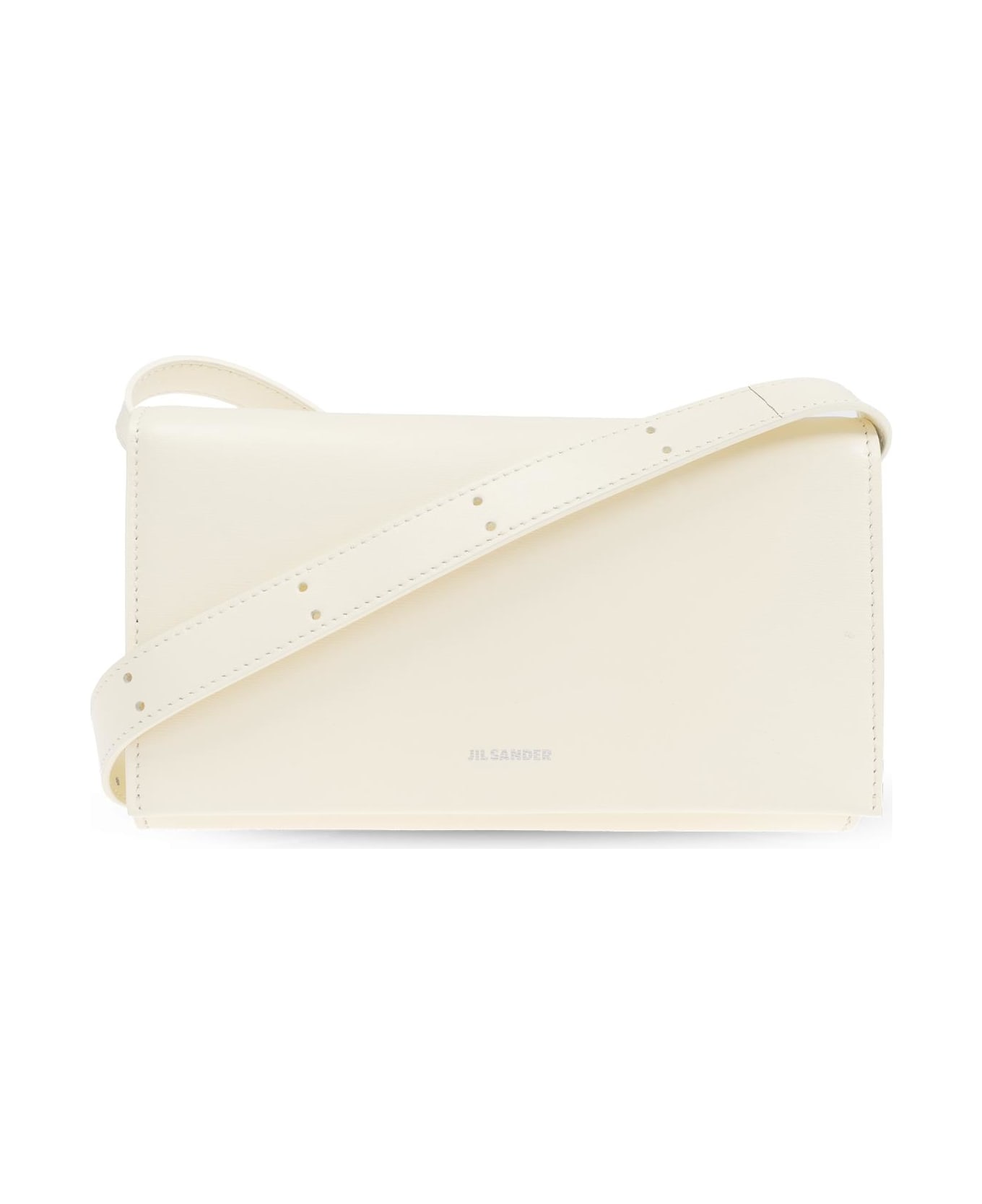 Jil Sander Leather Wallet On A Strap - Ivory