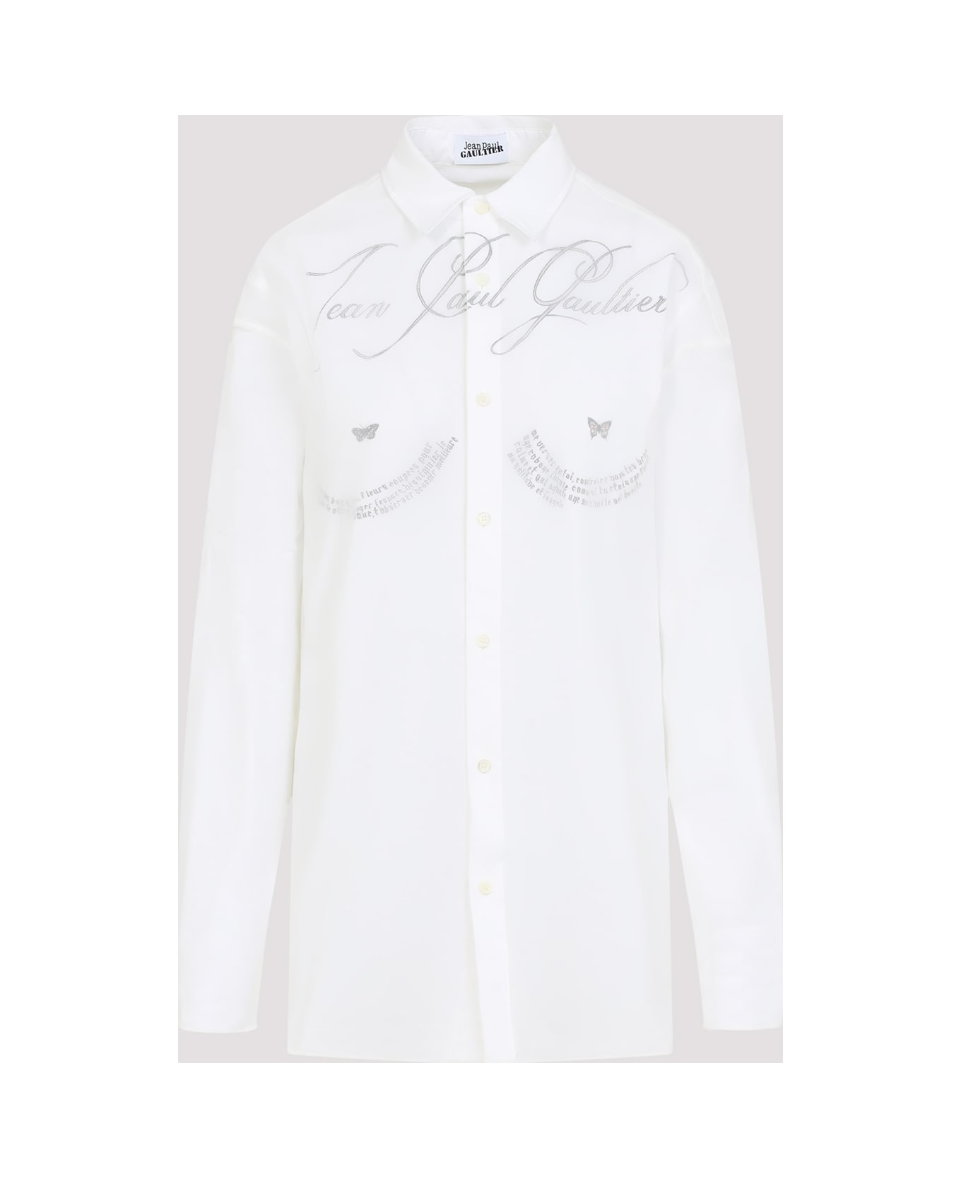 Jean Paul Gaultier Ls Double Layer Shirt - Black White