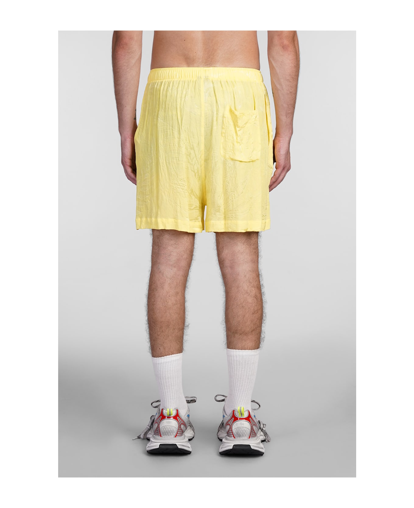 Balenciaga Shorts In Yellow Silk - yellow