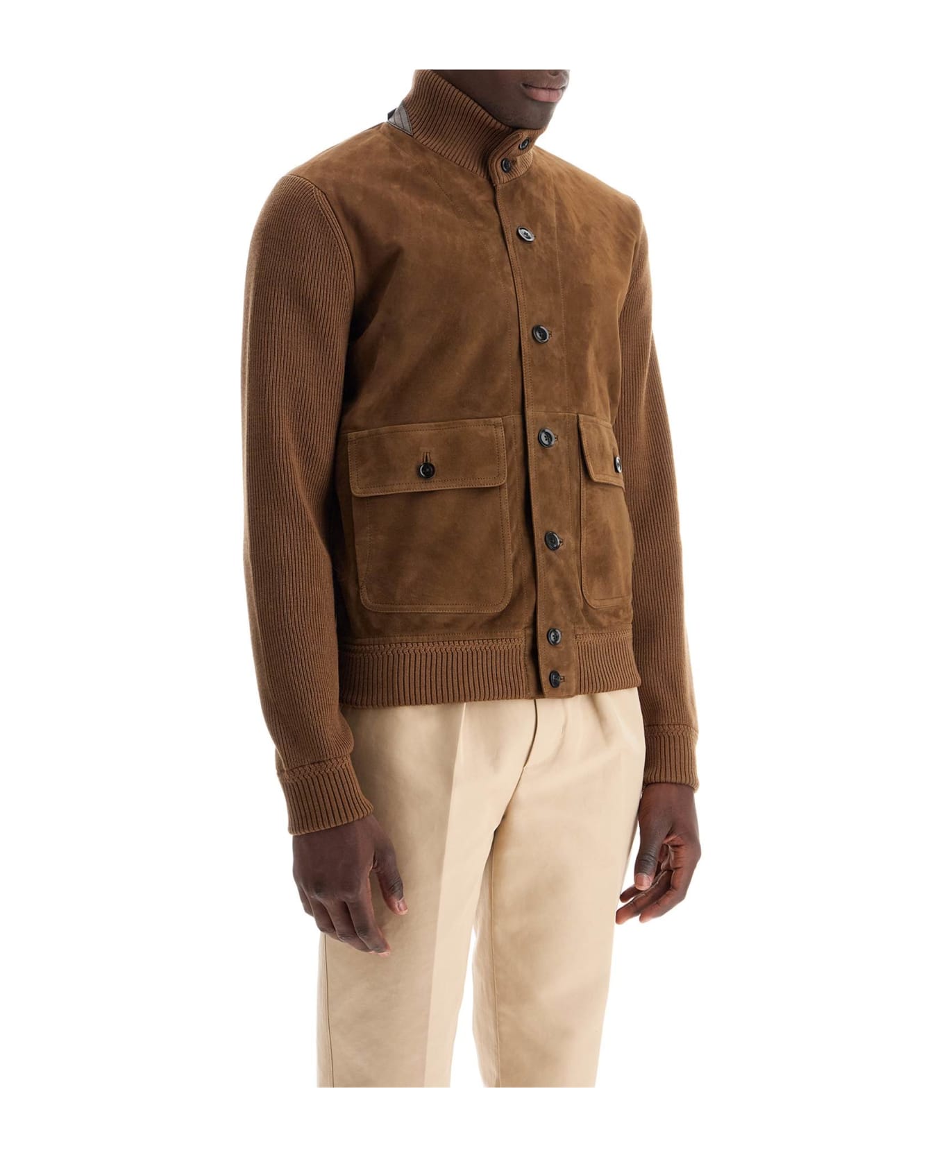 Tom Ford Knit And Suede Blouson - TOFFEE (Brown)