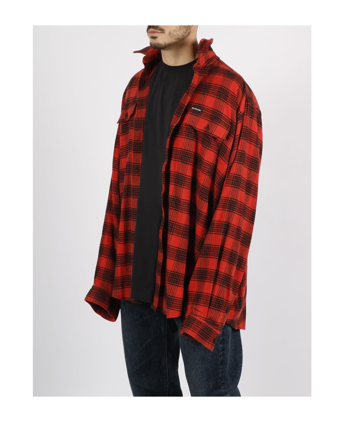 Balenciaga Trompe L`oeil Oversize Shirt - Red