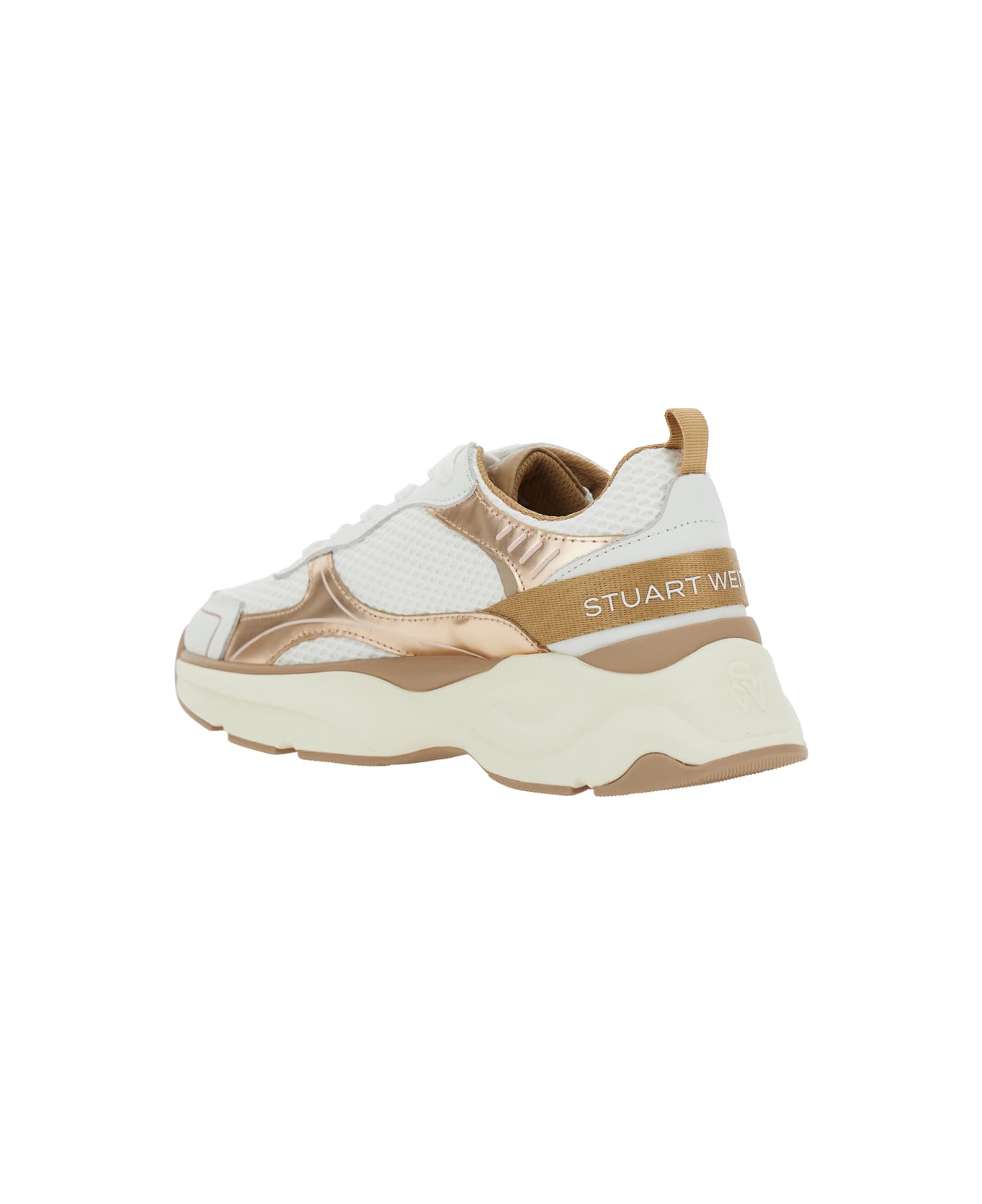Stuart Weitzman Multicolor Sneakers With Logo Embroidery On The Side And Logo Patch On The Heel In Leather And Mesh Woman - Multicolor