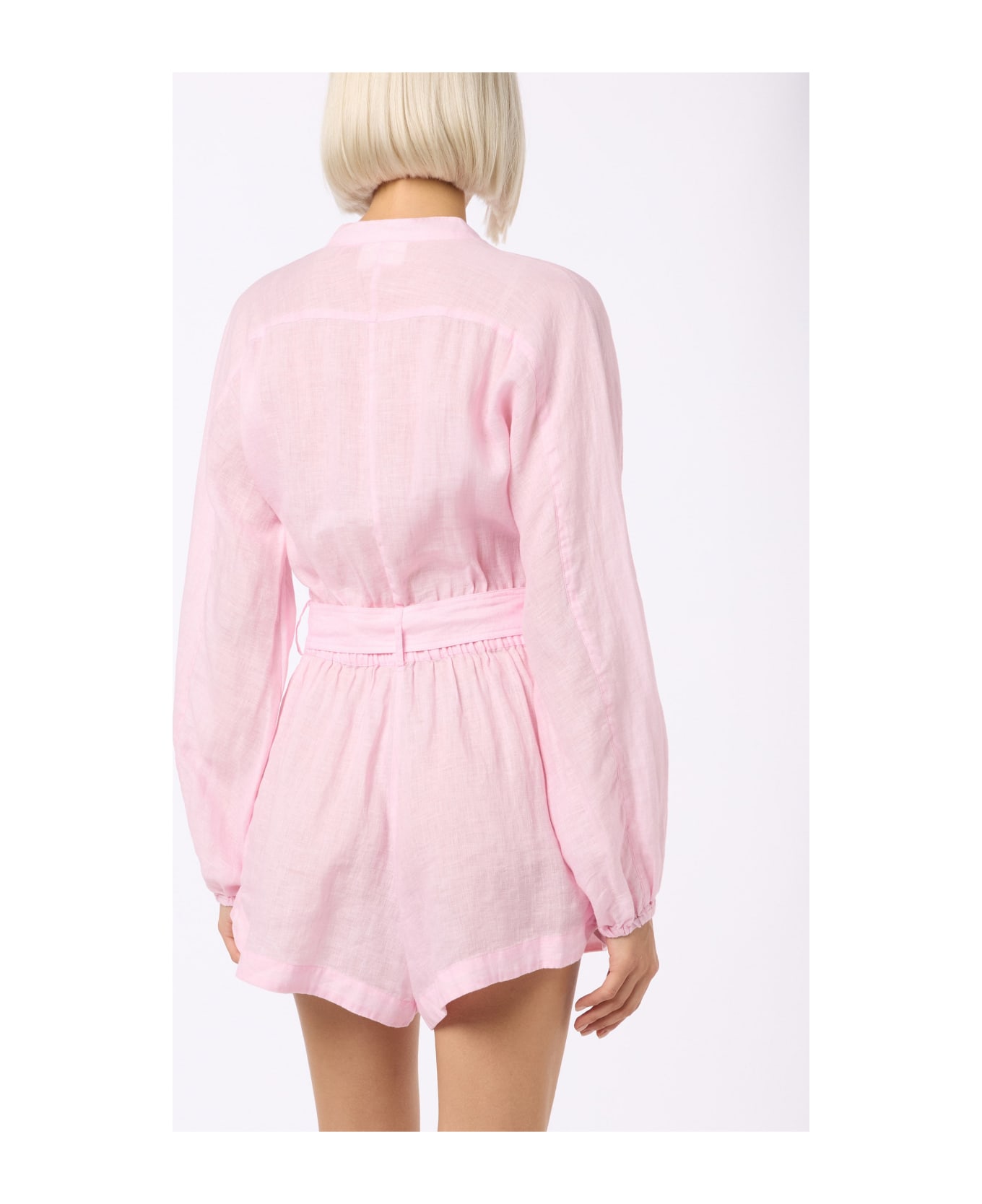MC2 Saint Barth Woman Pink Linen Playsuit Hanniel - PINK
