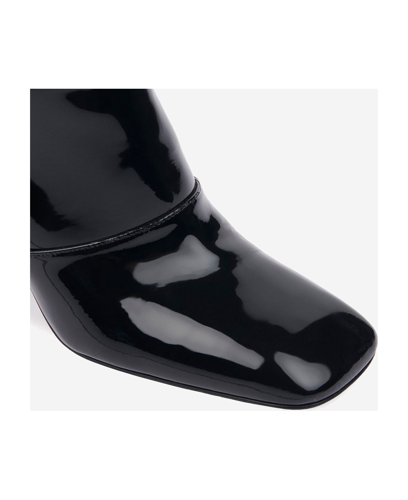 Chloé Janis Ankle Boots With Glossy Leather Heel - Black