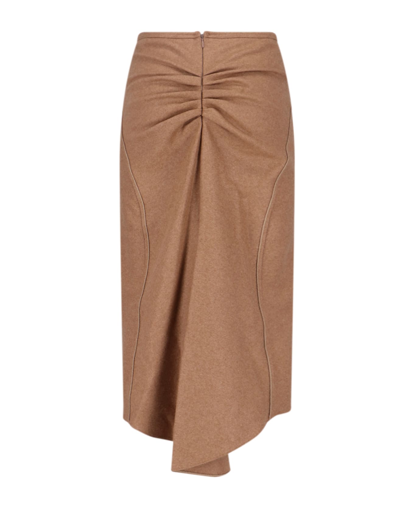 Victoria Beckham Wool And Cashmere Midi Skirt - Brown