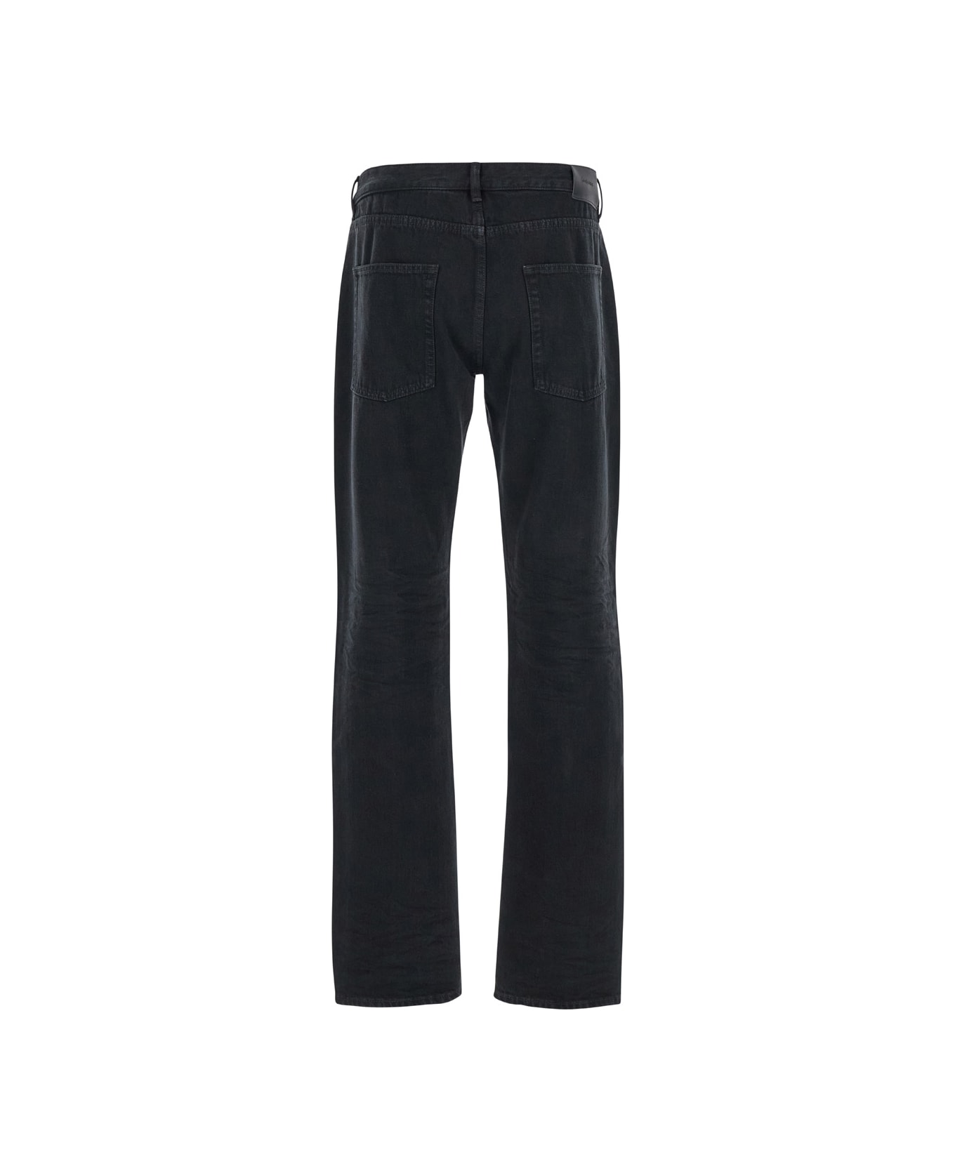 Saint Laurent Black Slim Jeans With Logo Patch In Denim Man - Black