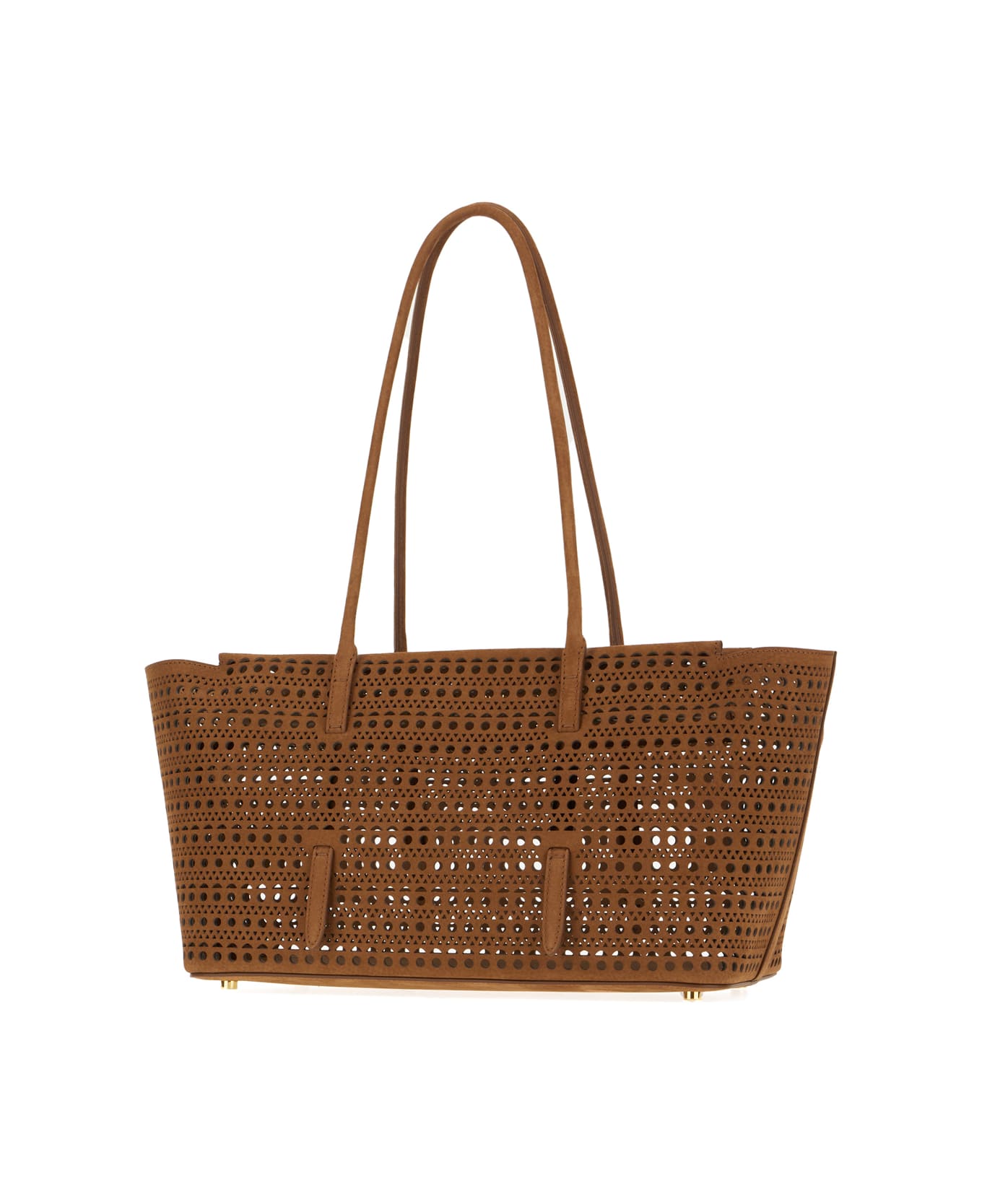Alaia Brown Suede Leather Mina 32 Handbag - TERRE D'OMBRE