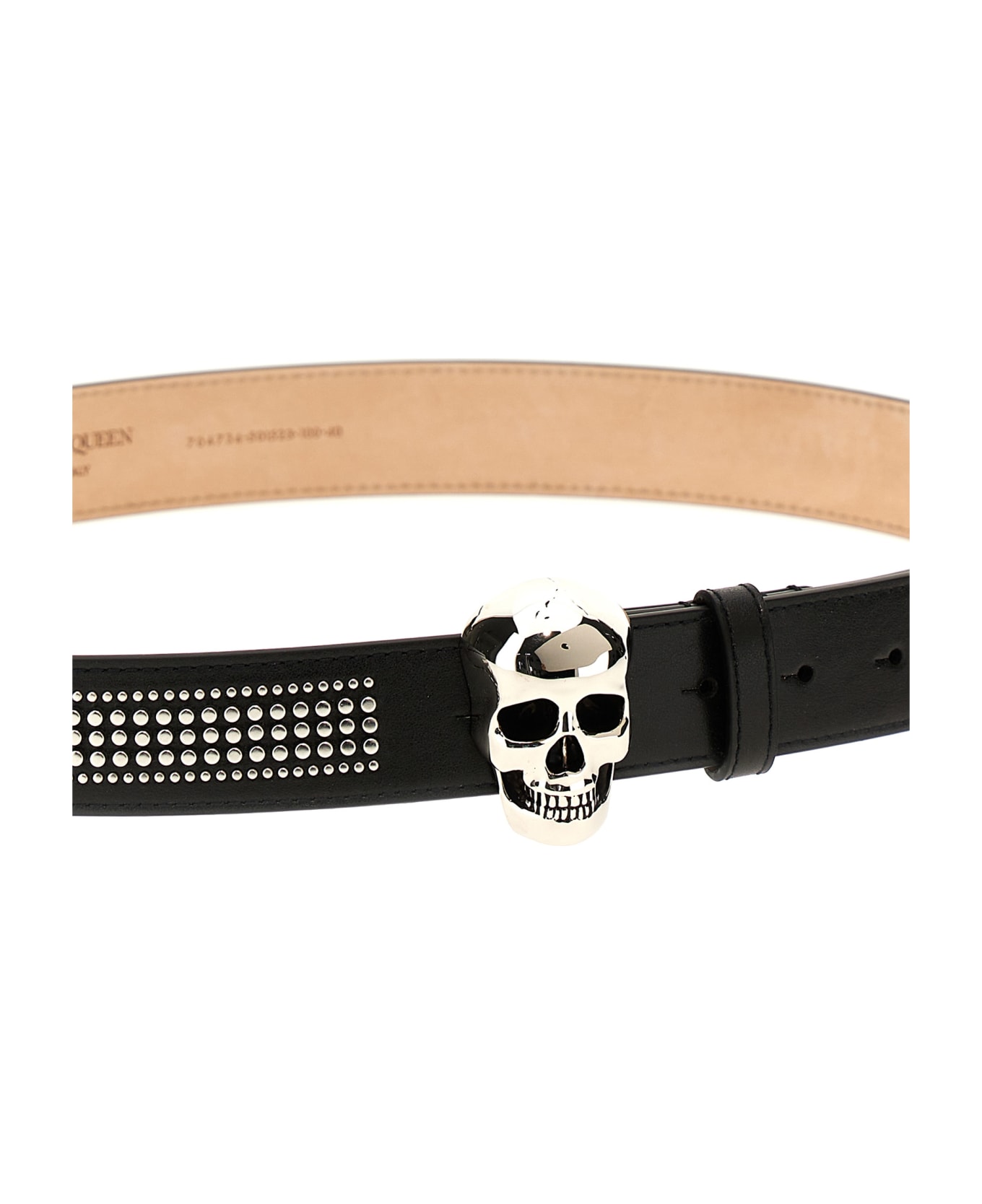 Alexander McQueen Skull Belt With Studs - BLACK
