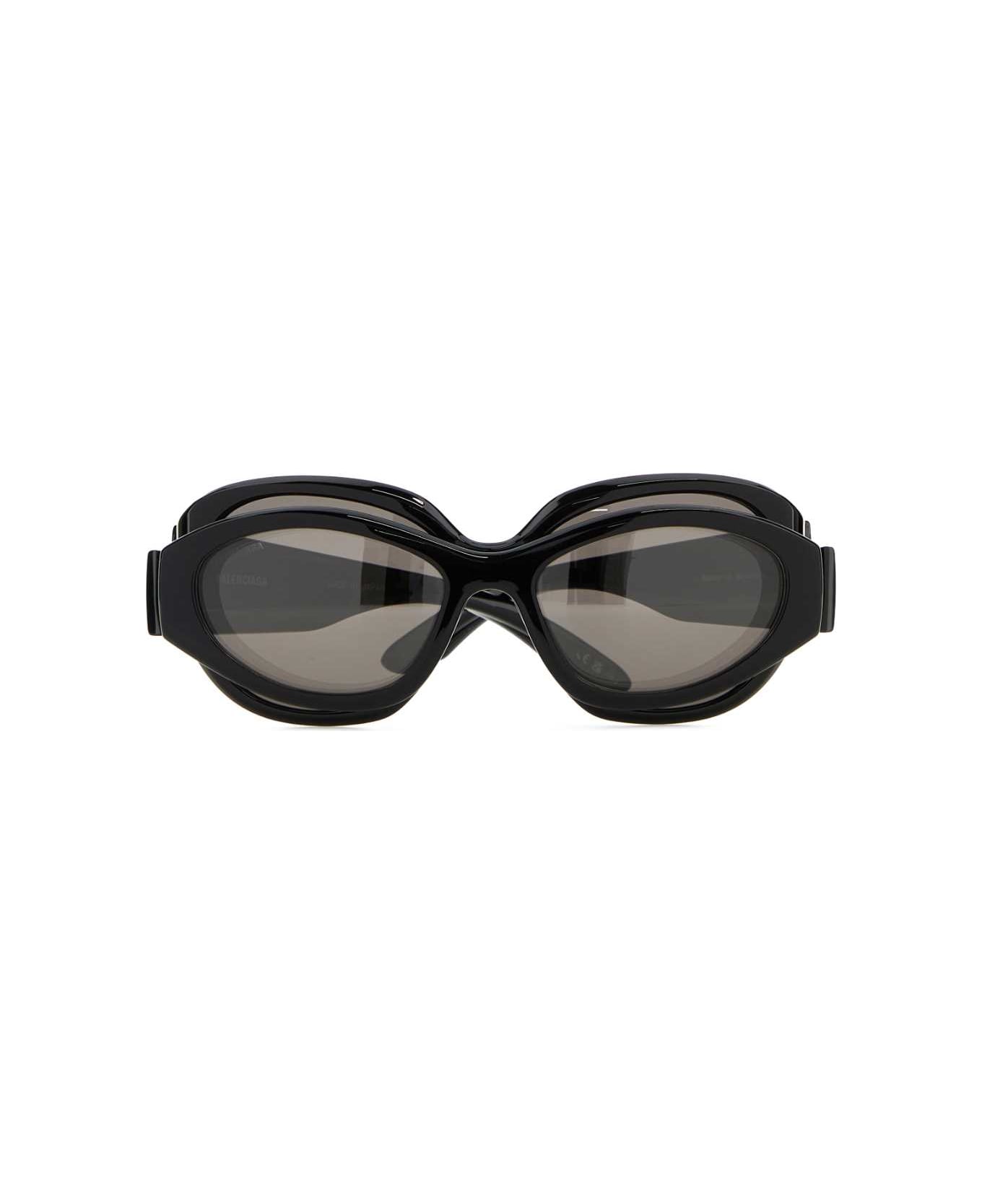 Balenciaga Black Acetate Superbusy Sunglasses - BLACK/SILVER LOGO