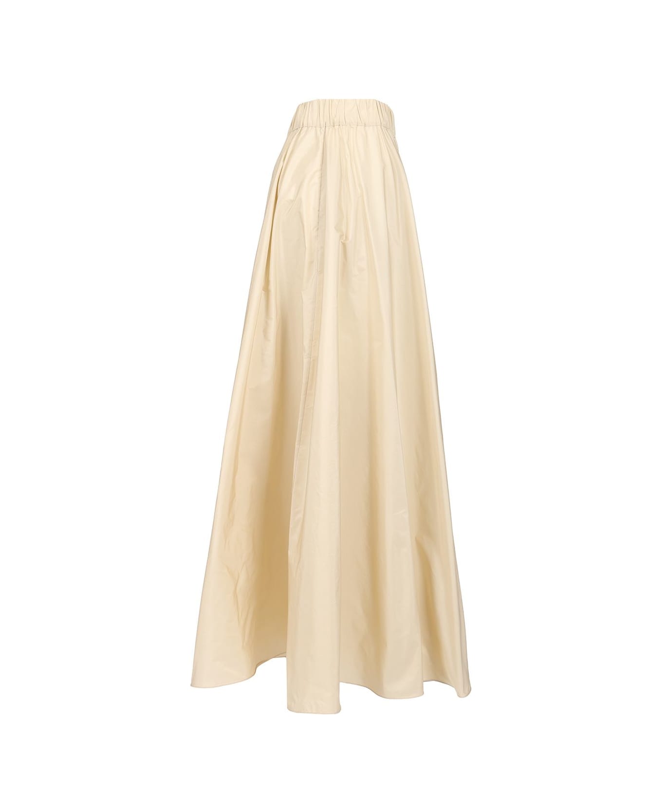 Parosh Beige Midi Skirt With Elastic Waist And Ruffle Design - Beige