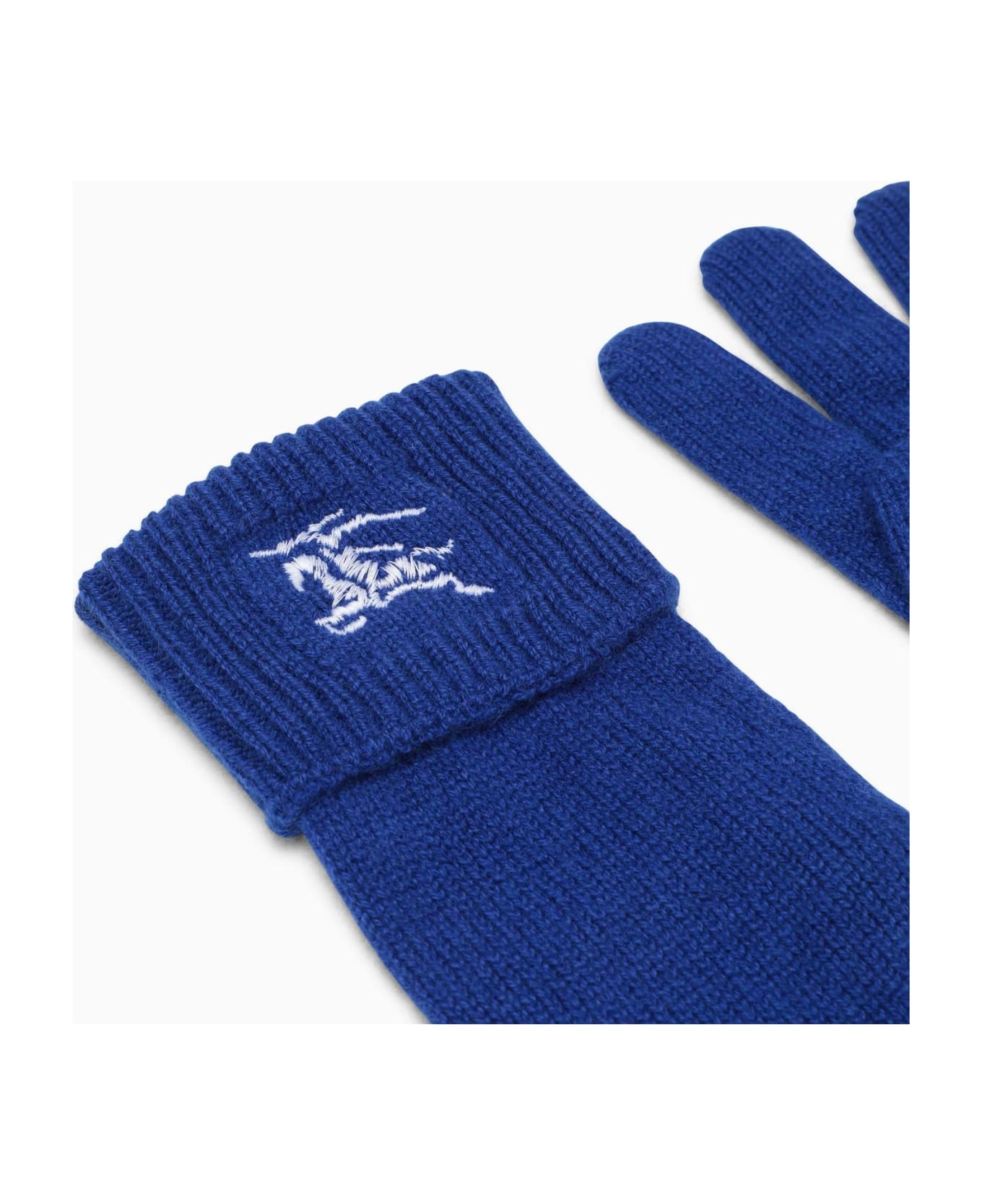 Burberry Blue Cashmere Gloves With Logo - Blue