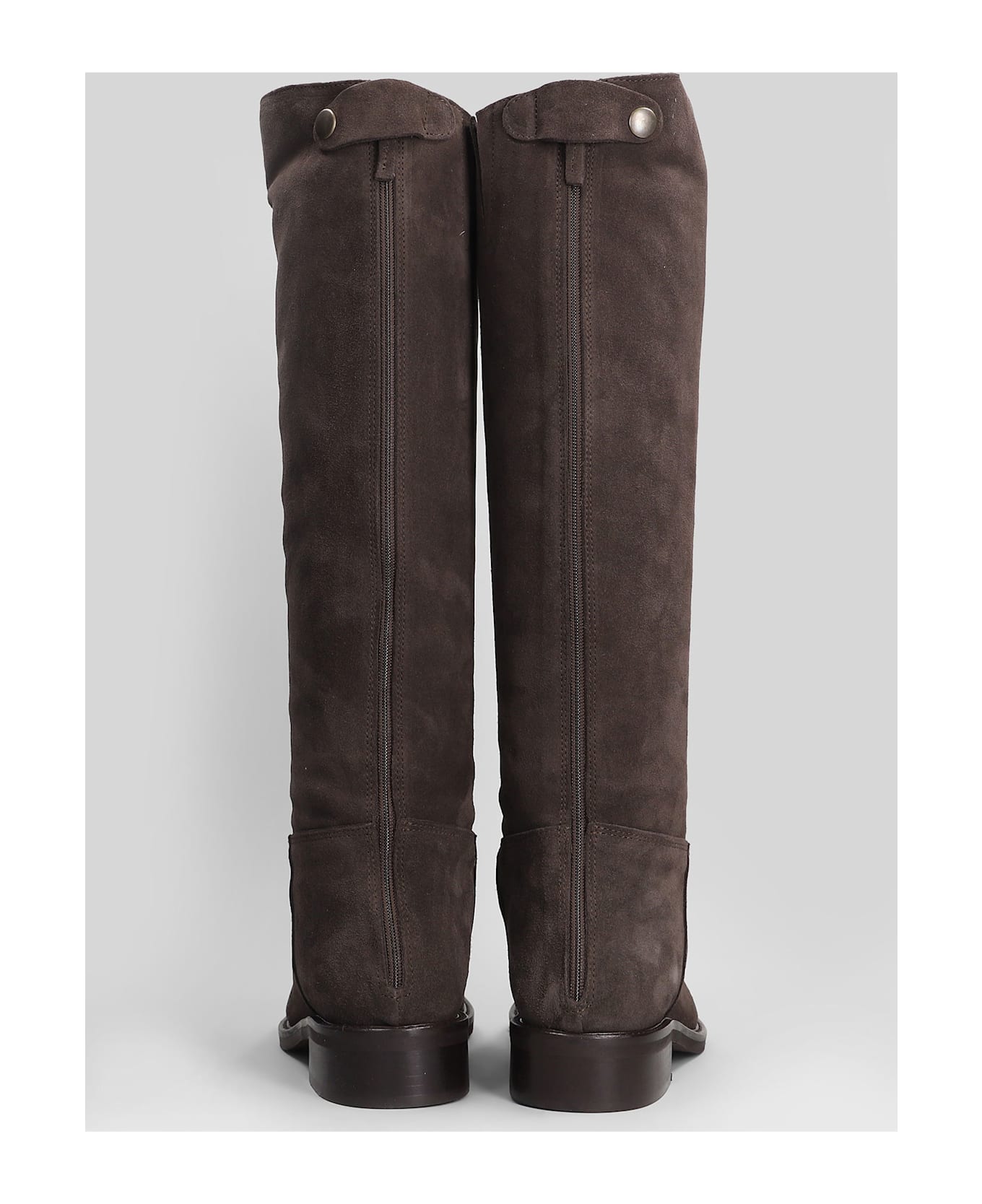 Julie Dee Low Heels Boots In Taupe Suede - taupe