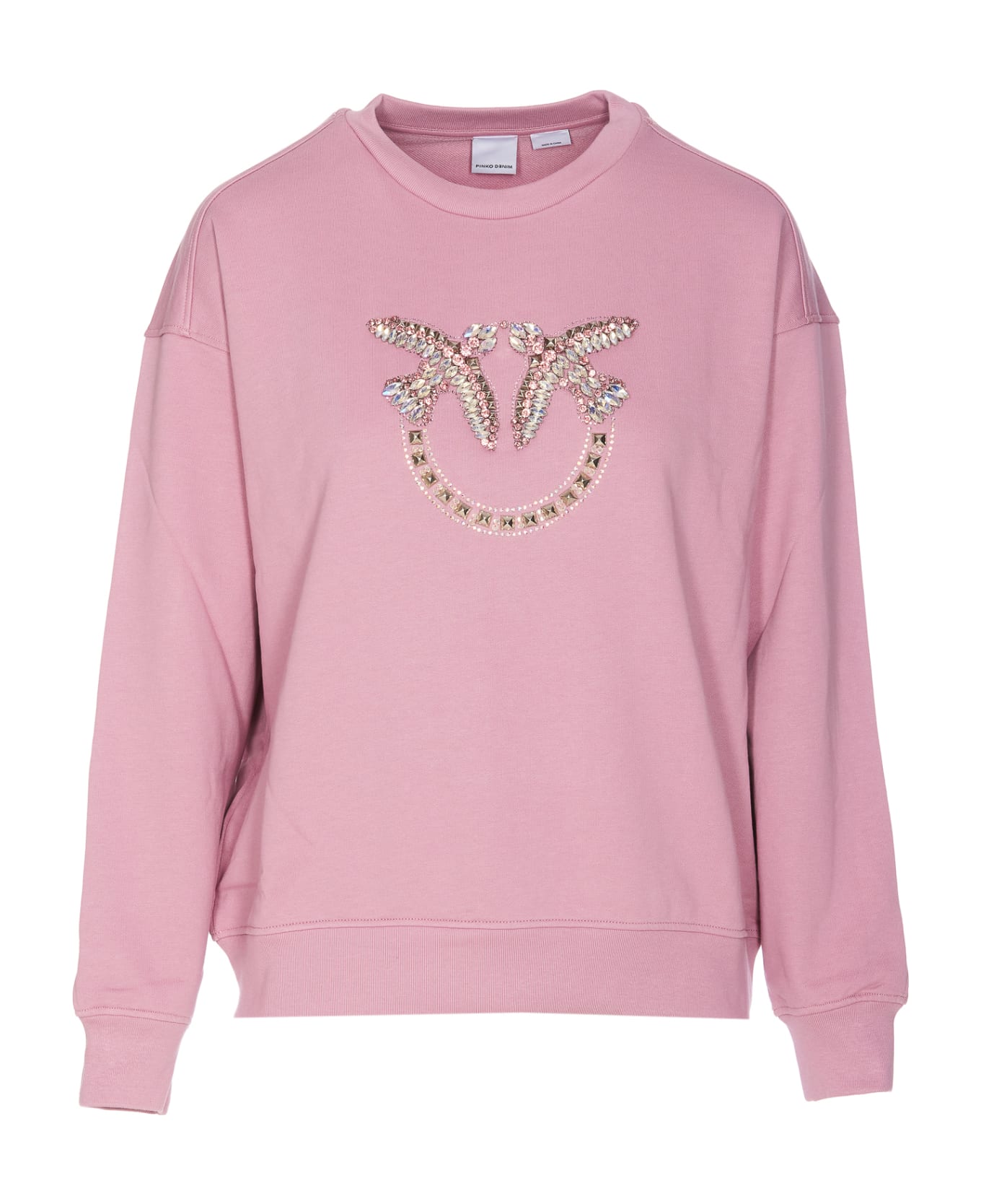 Pinko Sweatshirt With Love Birds Embroidery - Pink