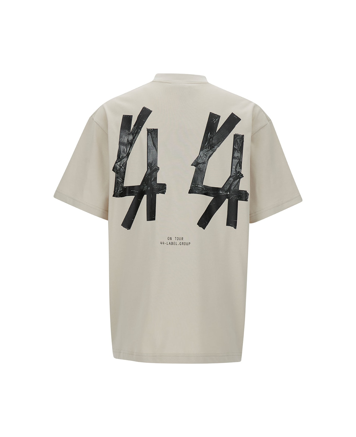44 Label Group White T-shirt With Logo Embroidery And Print In Cotton Man - White