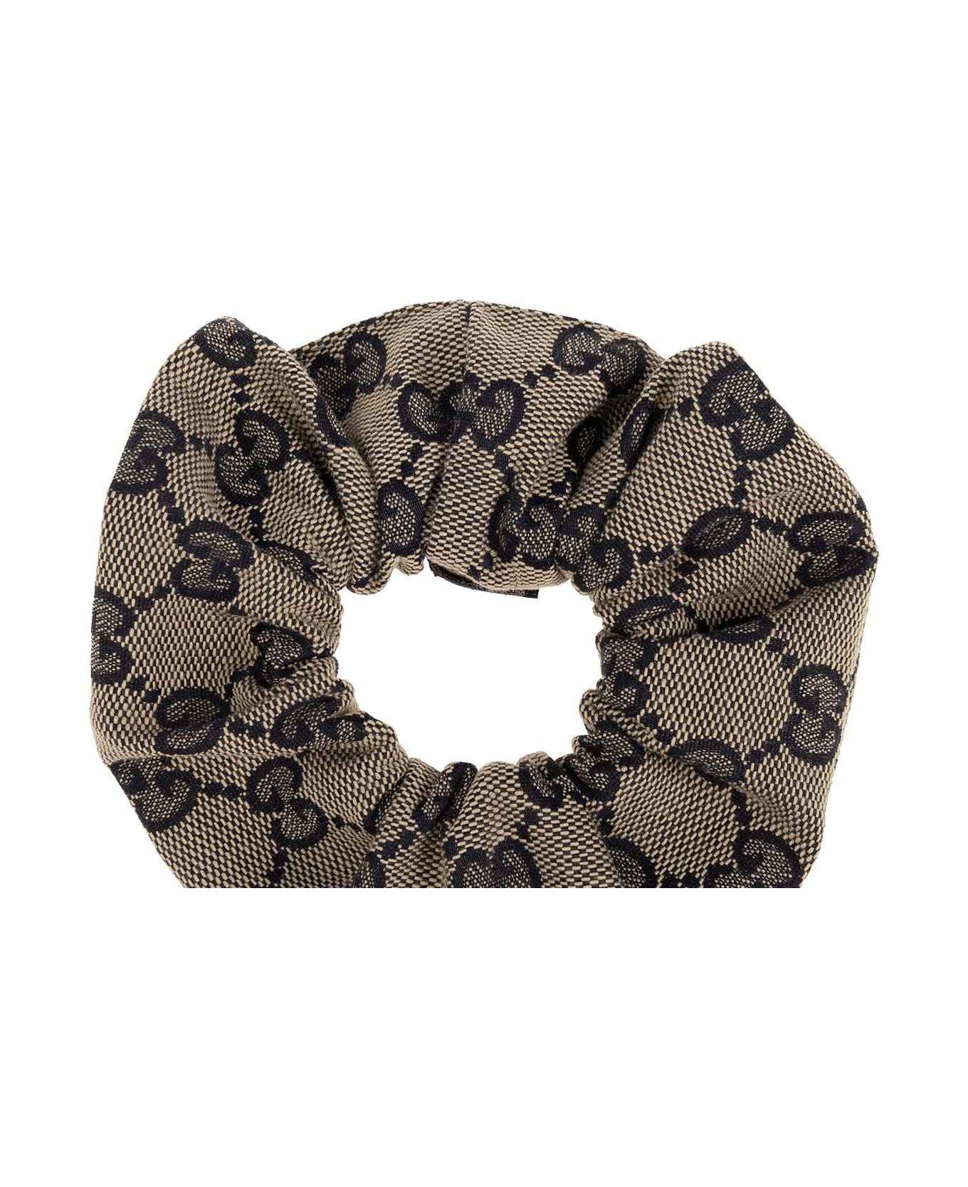Gucci Monogrammed Scrunchie - Beige E Blue