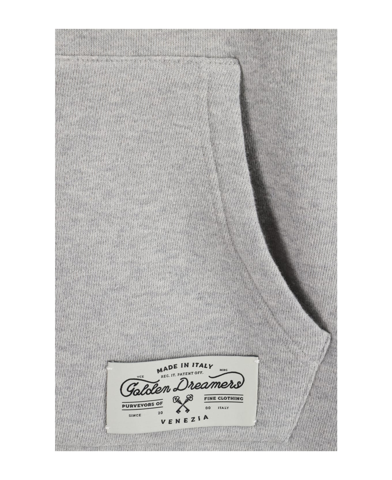 Golden Goose Journey Unisex Hoodie Cotton Melange Sweatshirt Printed On Back - Alluminium Melange Gray