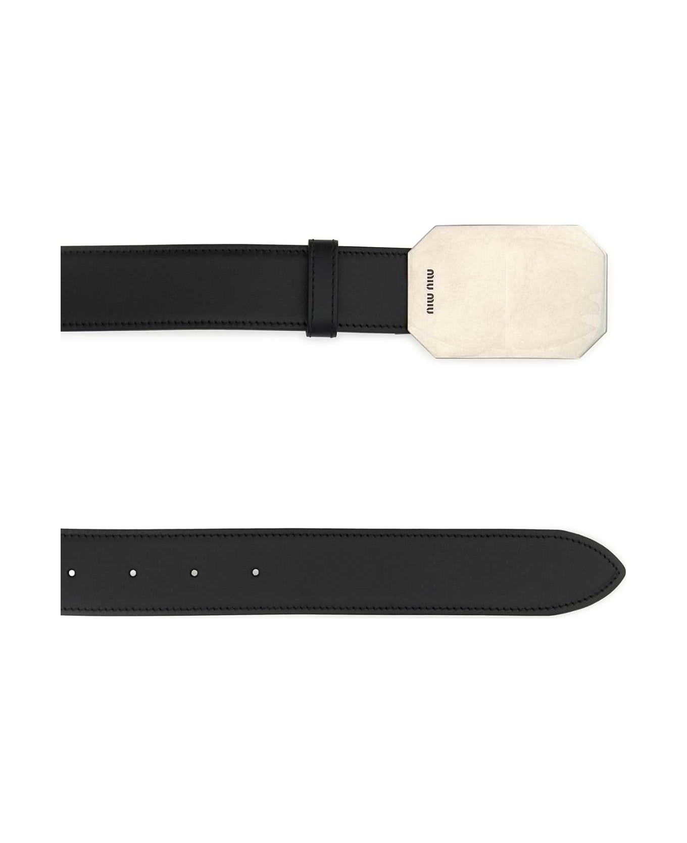 Miu Miu Black Leather Belt - NERO