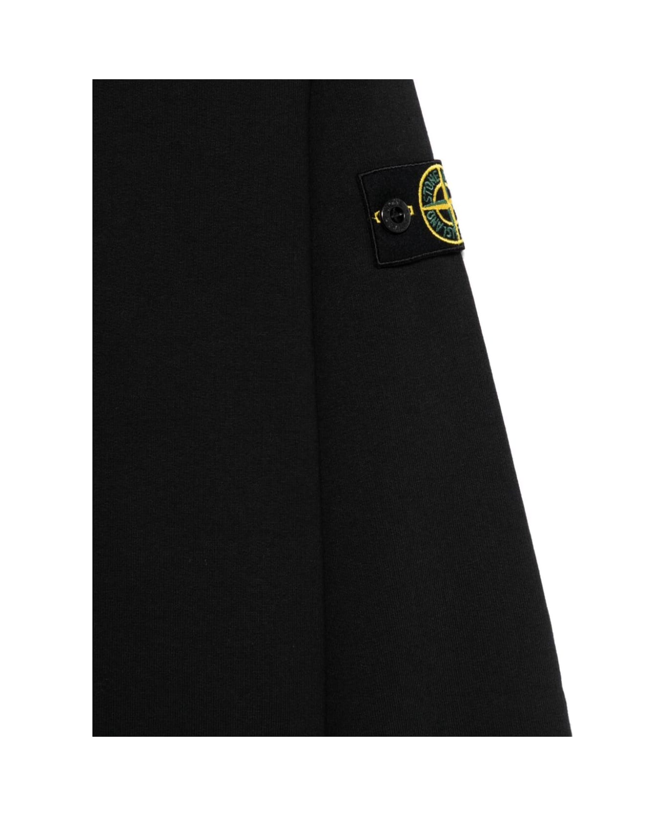 Stone Island Junior Black Crewneck Sweatshirt With Logo Patch On The Sleeve In Cotton Boy - Black