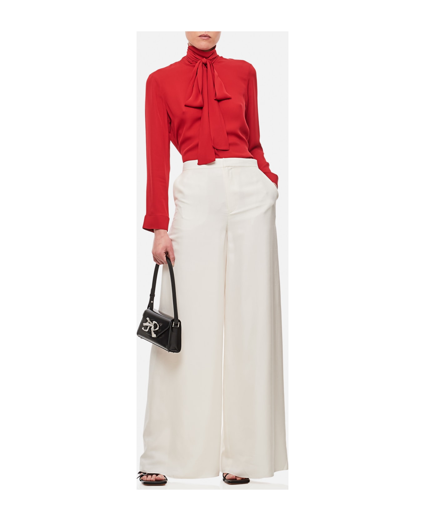 Ralph Lauren Elaine Full Length Silk Trousers - White