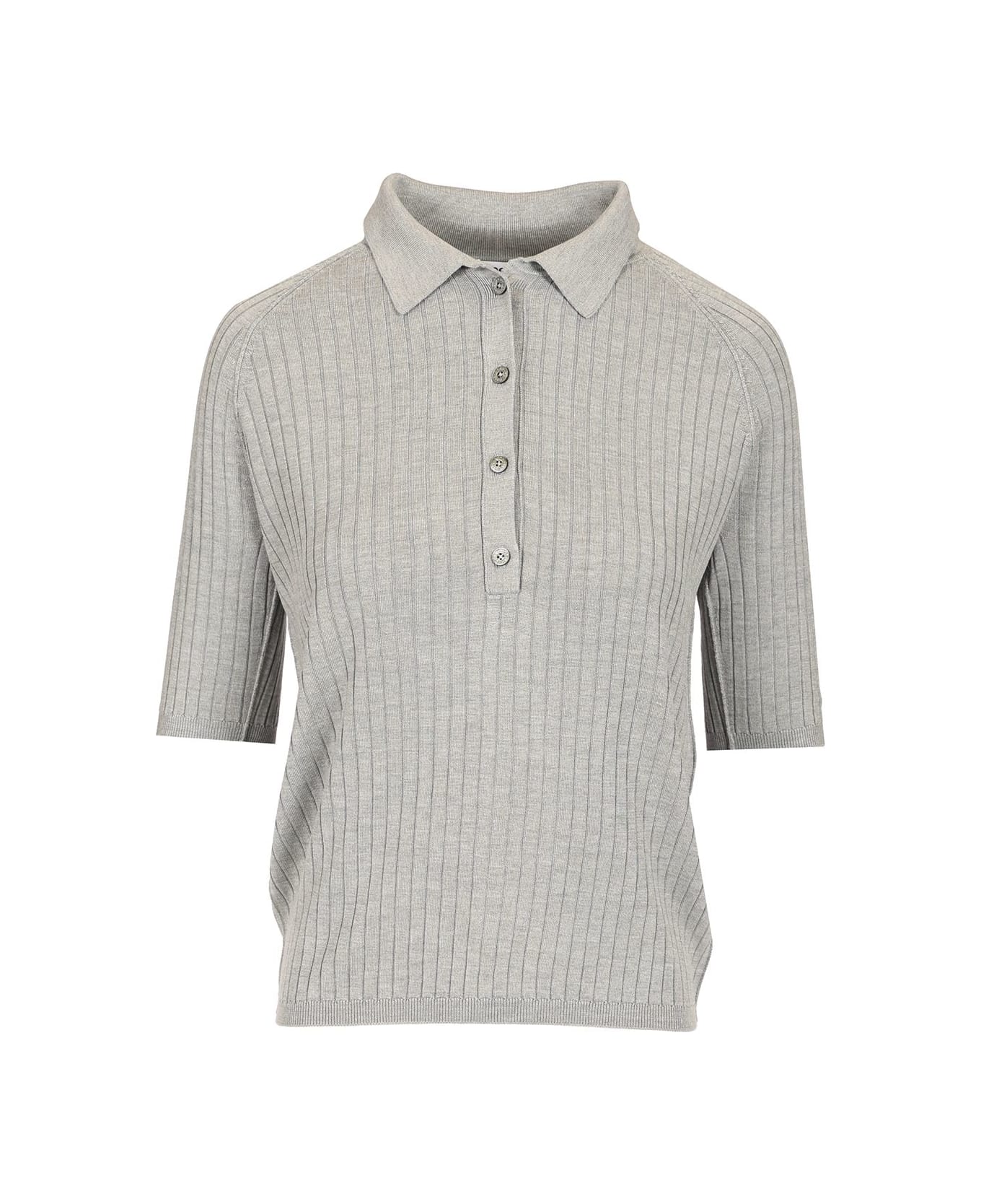 Acne Studios Ribbed Silk Polo Shirt - Grey シャツ