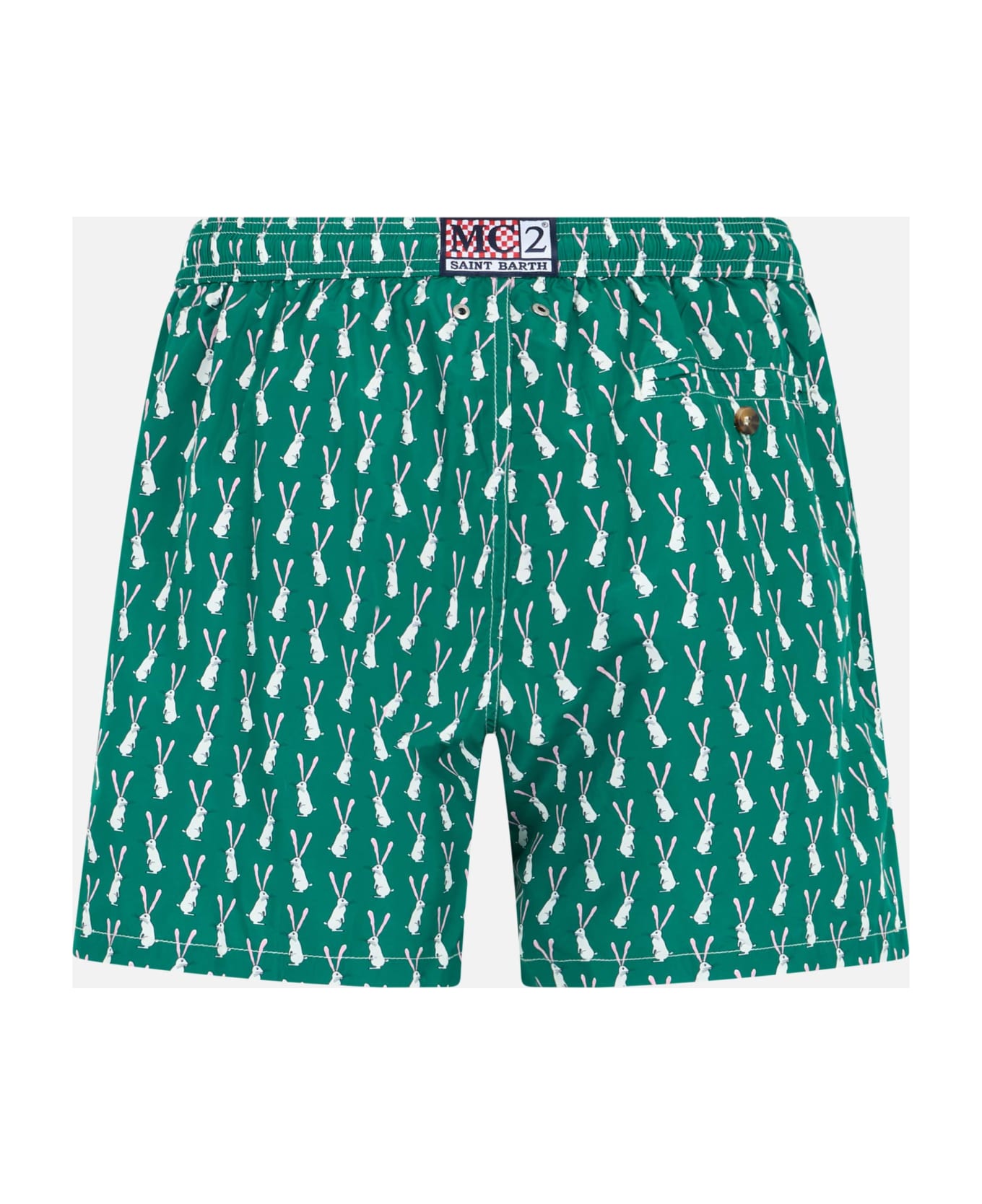 MC2 Saint Barth Man Lightweight Fabric Swim-shorts Lighting 70 With Rabbit Print - GREEN