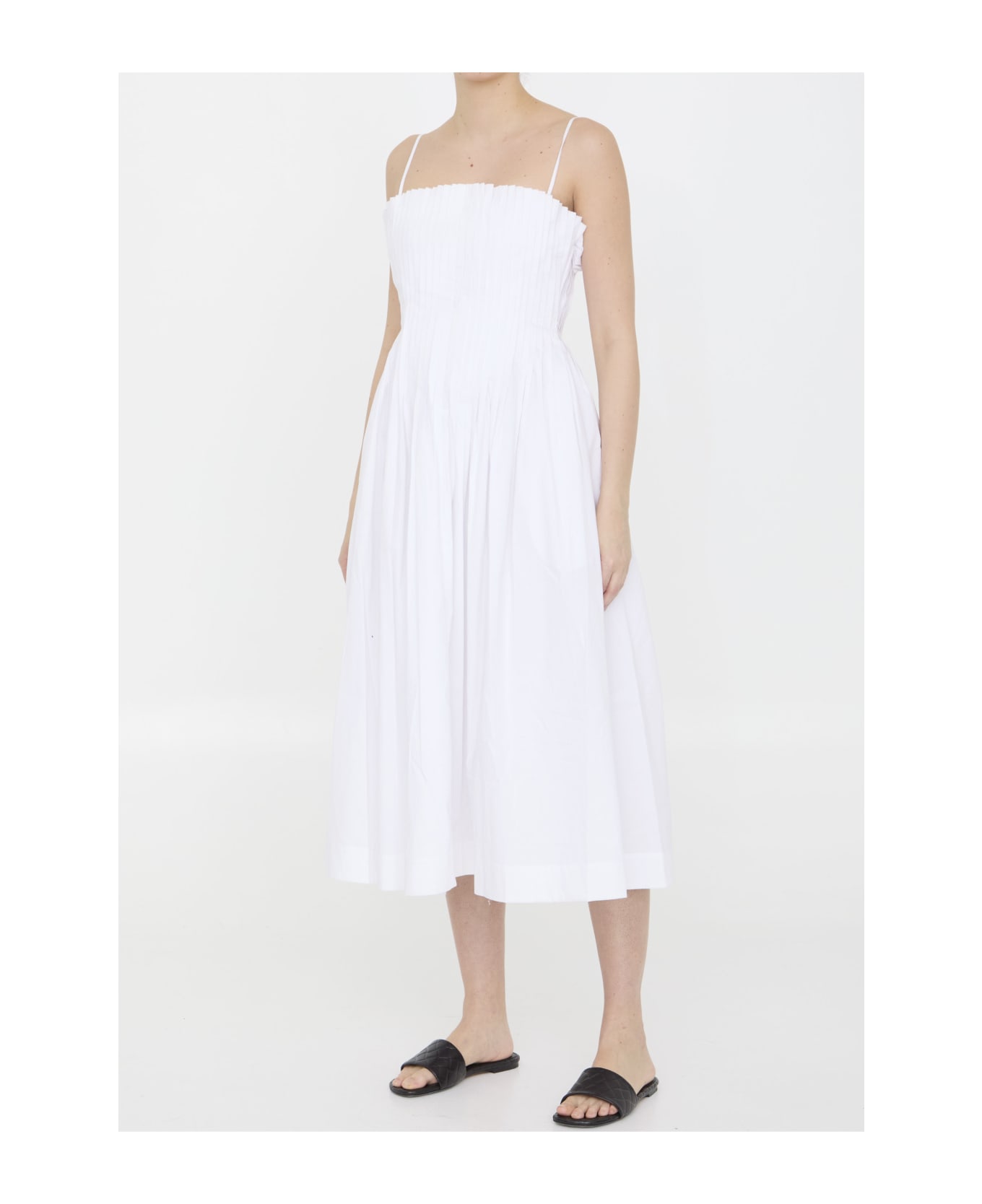 STAUD Midi Bella Dress - WHITE