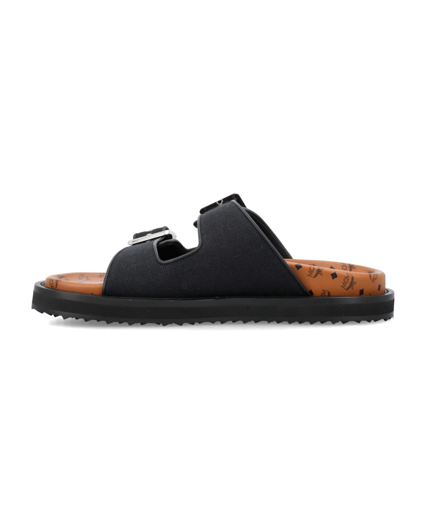 MCM Canvas Flat Sandals - BLACK