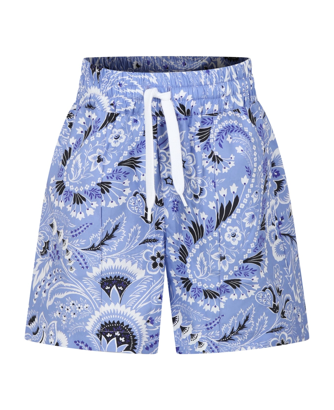 Etro Sky Blue Casual Shorts For Boy With Paisley Pattern - Av