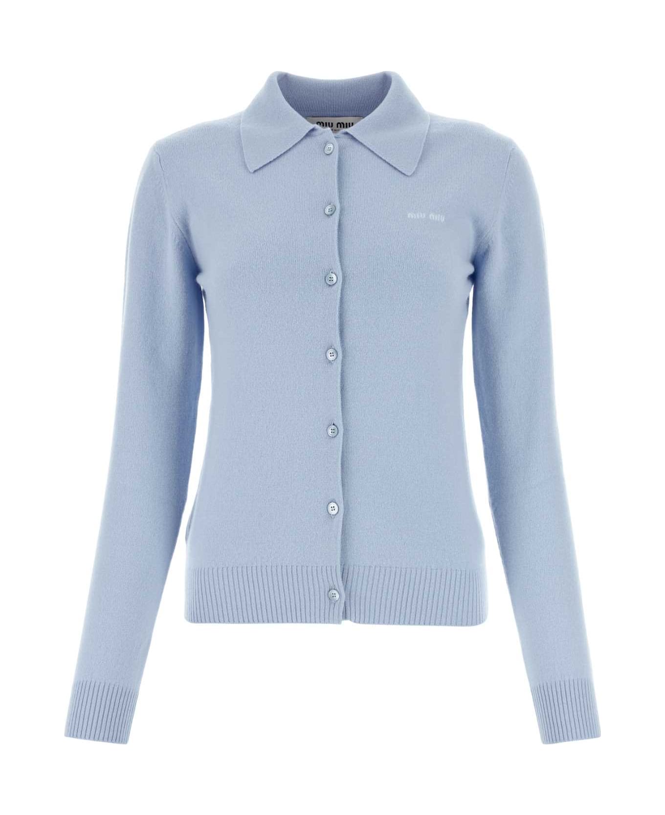Miu Miu Light Blue Cashmere Cardigan - CIELO
