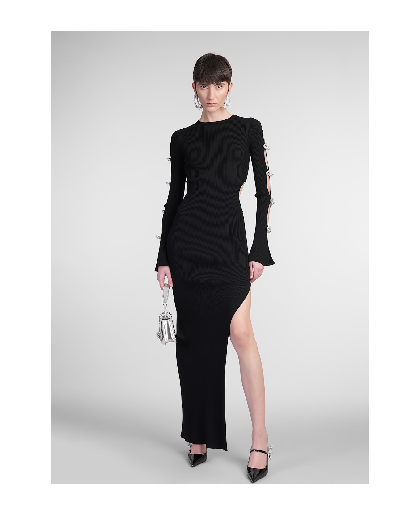 Mach & Mach Long Dress In Black Cotton - black