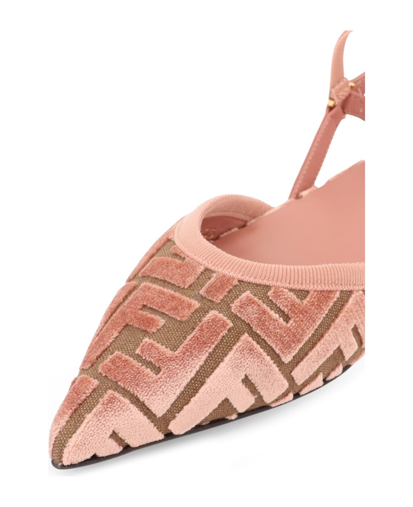 Fendi Ff Jacquard Velvet Slingback Ballerinas - BEI.MACAR+PINK+ROSE