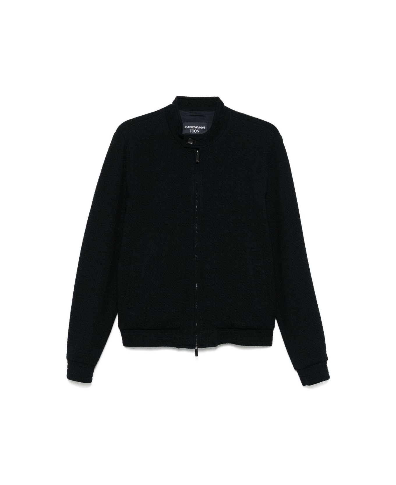 Emporio Armani Wool Blend Blouson Jacket - Blue